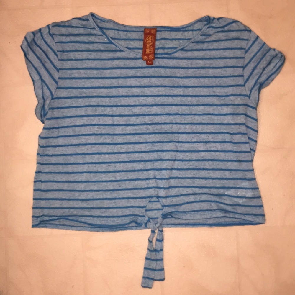 Blue striped crop top